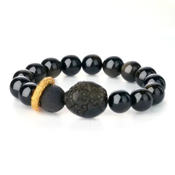 CHINA GOLD Natural Obsidian Bracelets Unisex