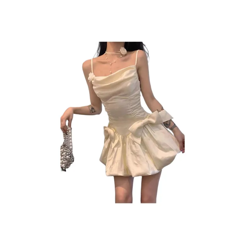 Mu Xiao Xin Slip Dresses Women's Apricot-0