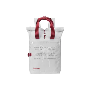 LOVVVVE Polyester Backpack Unisex Gray Red Contrast