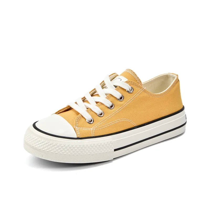 La Chapelle Wear resistant And Lightweight Low Top Canvas Shoes Women's Yellow-1