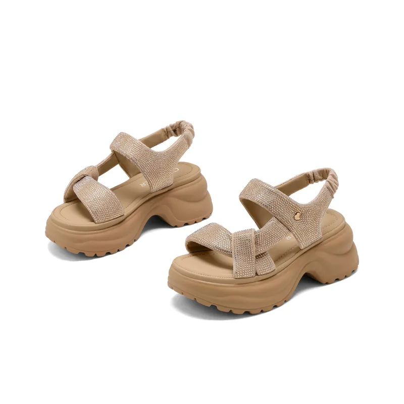 C°BANNER Beach Sandals Women's Beige/Black/Apricot-12
