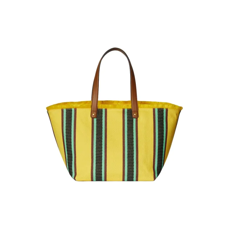 GUCCI Cotton Fabric Tote Bag, Shopping Bag, Handbag, Shoulder Bag Medium Size Men's Yellow-3