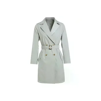 QIAOWANNI Trench Coats Women's Arugula Green