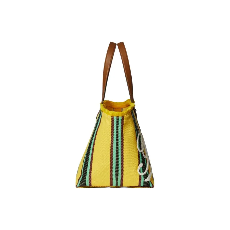 GUCCI Cotton Fabric Tote Bag, Shopping Bag, Handbag, Shoulder Bag Medium Size Men's Yellow-2