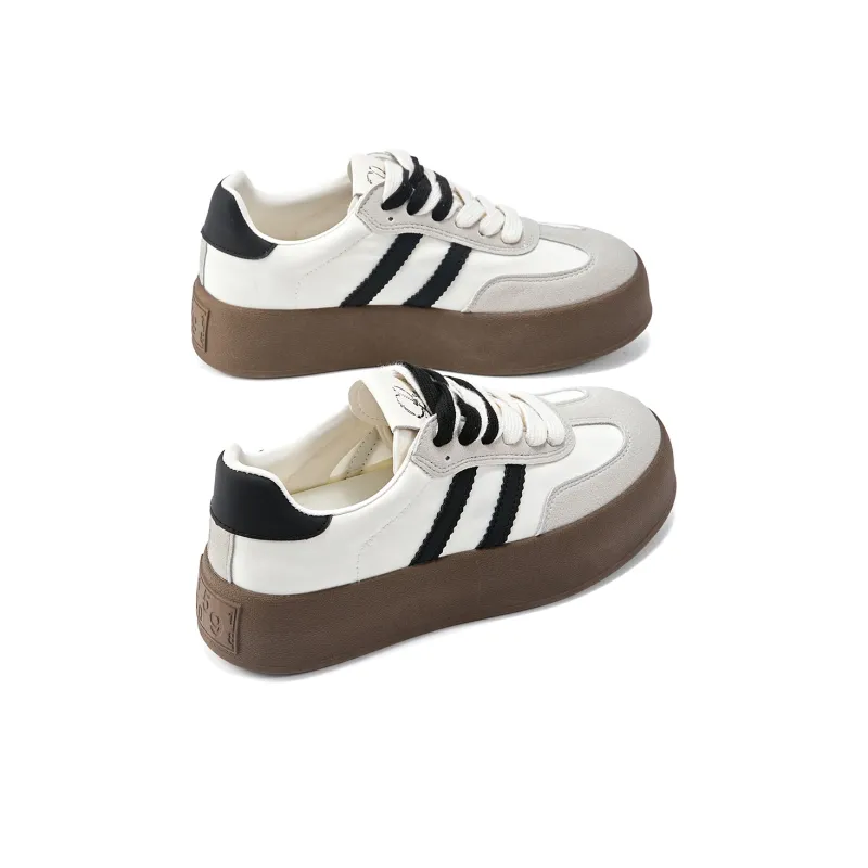 La Chapelle Anti Slip Wear Resistant Skateboard Shoes Women's White Black-3