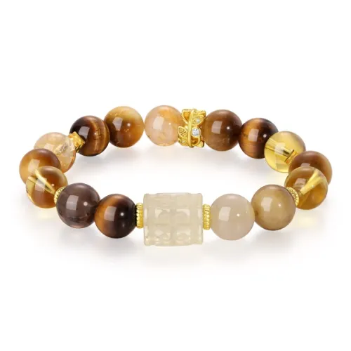 JINLIUFUJIXIANG Natural Tiger's Eye Stone Bracelets Unisex