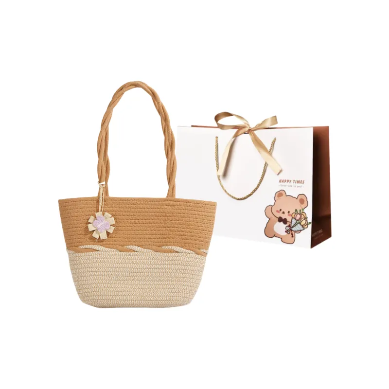 ERANGBEAR Straw Woven Tote Bag, Shopping Bag, Shoulder Bag Women's Multicolor-3