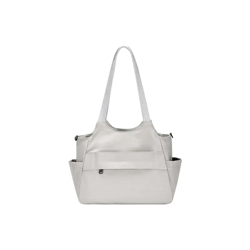 KANGOL Nylon Tote Bag, Shoulder Bag Medium Size Unisex Light Gray/Ivory White/Peach Pink/Black-2