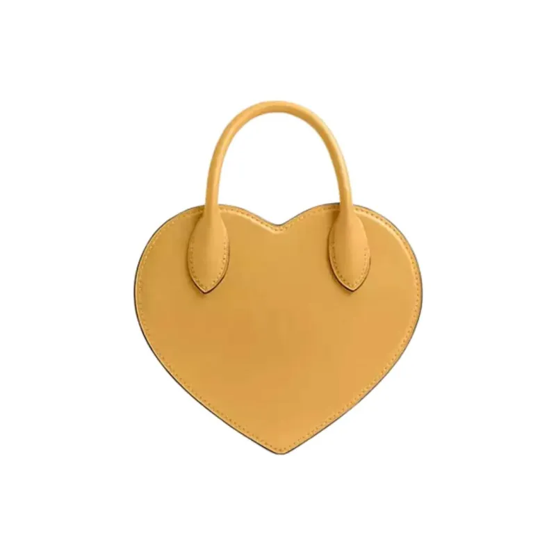 COACH Heart Leather Heart Shaped Bag, One Shoulder Handbag Trumpets Women's Brass-3