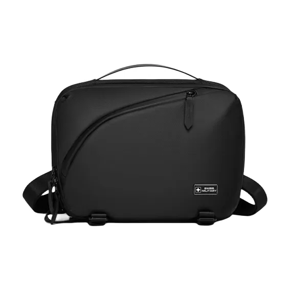 SWISS MILITARY PVC With Polyester Handbag Men's Black-0