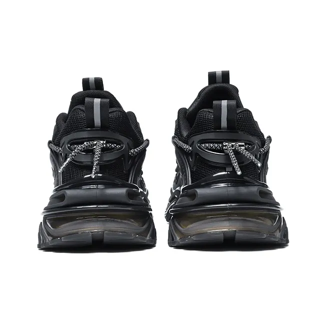 KYMOOU Shock Absorbers Slip Resistant Breathable Low Top Chunky Sneakers Men's Black-4