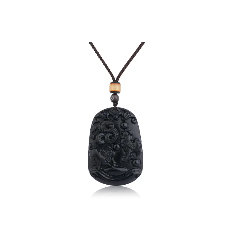 CHINA GOLD Natural Obsidian Necklaces Unisex-6