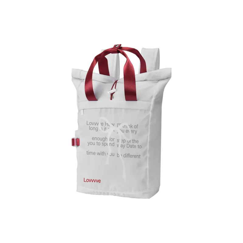 LOVVVVE Polyester Backpack Unisex Gray Red Contrast-1