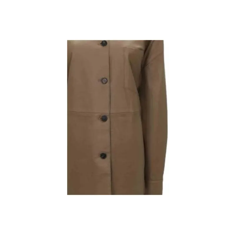 WEEKEND MaxMara Leather Jackets Women's Coffee-3