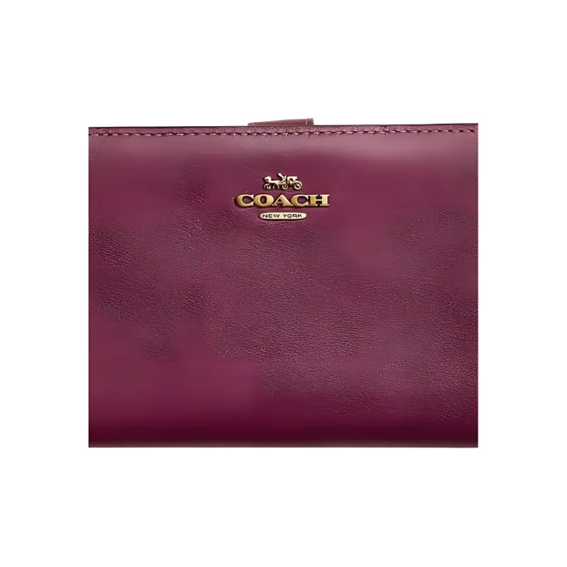 COACH Skinny Wallet Calfskin Card Holder, Wallet Women's Dark Berry-2