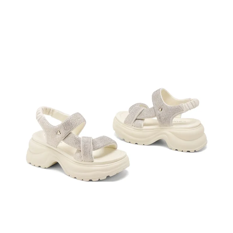 C°BANNER Beach Sandals Women's Beige/Black/Apricot-4