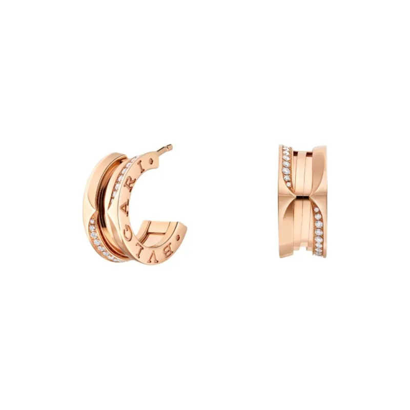 BVLGARI Diamond Earrings Women's Rose Gold-1