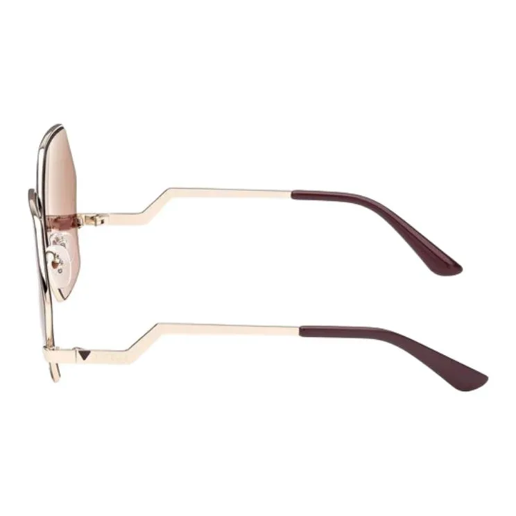GUESS Metal Irregular Shape Sunglasses Women's Gold-2