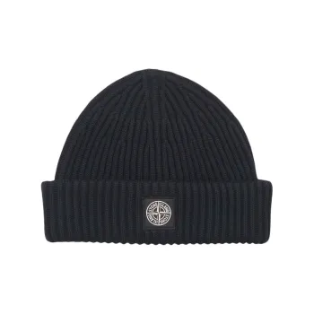 STONE ISLAND Virgin Wool, Wool Beanies Unisex Black