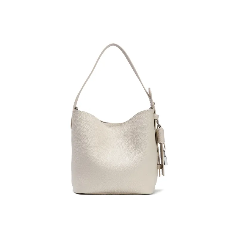 ROBERTA DI CAMERINO Top Grain Cow Leather Bucket Bag Handbag Women's Ecru/Black-6