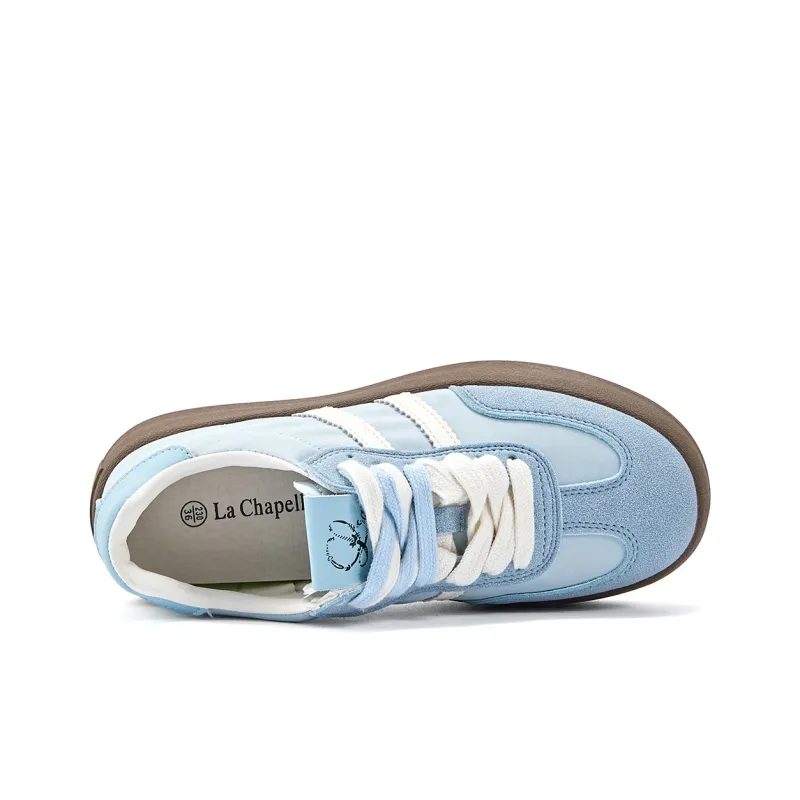 La Chapelle Anti Slip Wear Resistant Low Top Skateboard Shoes Women's Light Blue-6