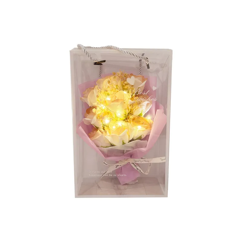 Future Maple Creative Dried Baby's Breath Preserved Flower Rose Birthday Bouquet, 9 Roses-4