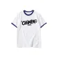 White with Navy Blue Edge