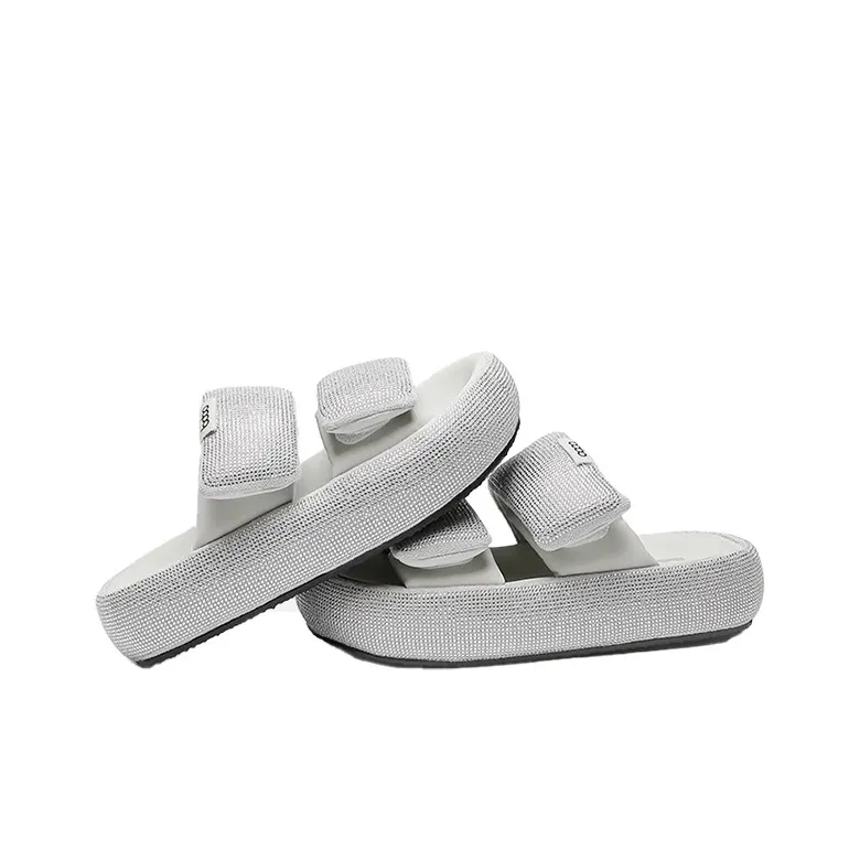 WOOS BOBO Rubber Sole Rhinestone Shock Absorbers Slide Slippers Women's-8