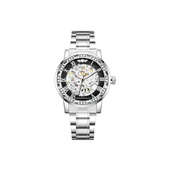 Corriberty Mechanical Movement Stainless Steel Strap Watch Men's Watches Black Dial