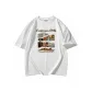 White-Short-Sleeved-Poster Letter Brown