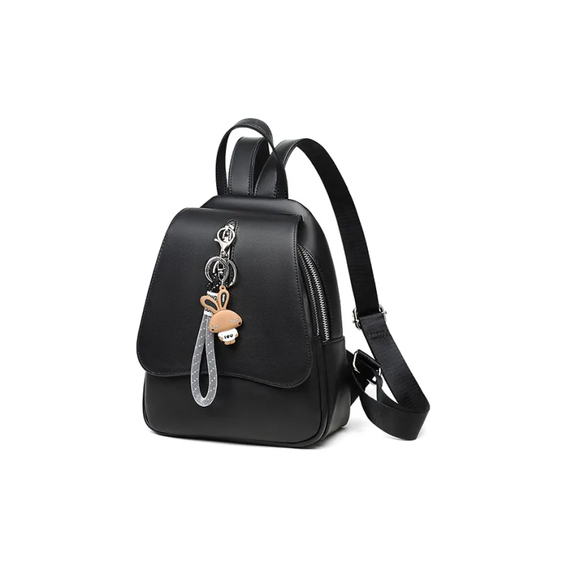 VINEY Cow Leather Backpack Regular Women's Black-4