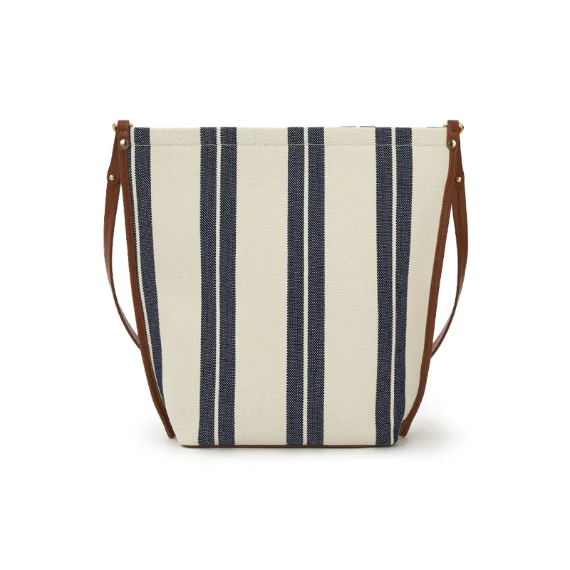 Lee Fabric Tote Bag, Shoulder Bag Large Size Regular Women's Blue White Stripes-3