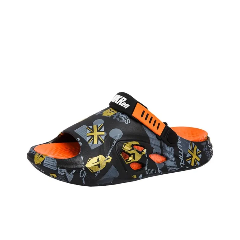 FCMM Beach Sandals Men Khaki/Black Orange/Matcha Green-4