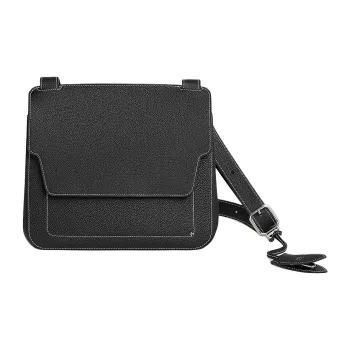 HERMES Mali Selle Togo Calfskin Messenger Bag, Crossbody Bag Trumpets Men's 89 Noir Black