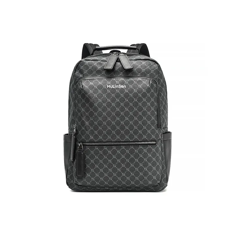 Mulinsen PU Backpack Laptop Bag Regular Unisex Pattern Black/Black-0