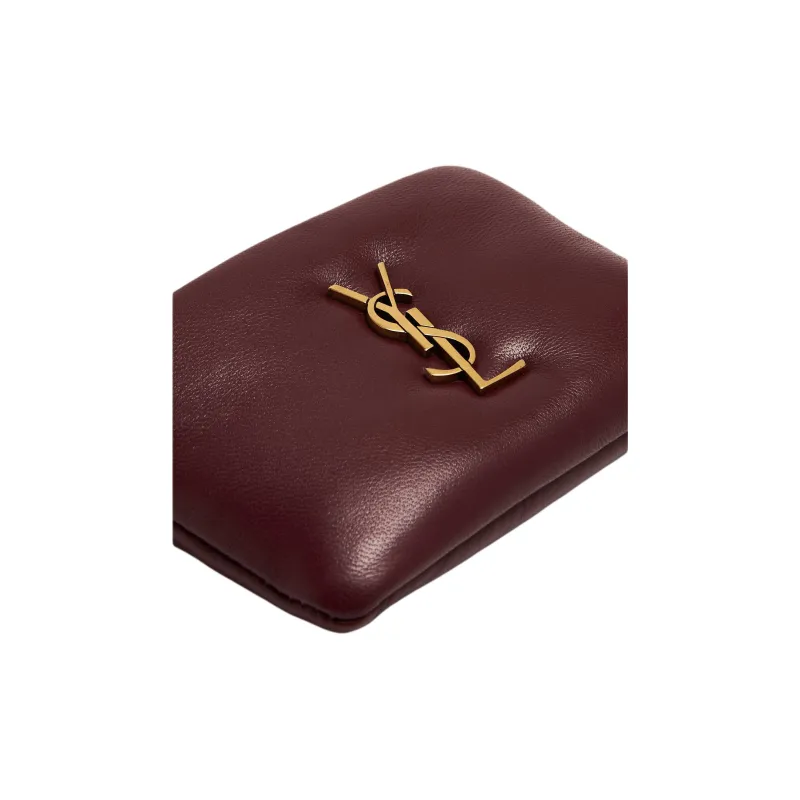 SAINT LAURENT Burgundy Leather Card Holder Women's Red-2