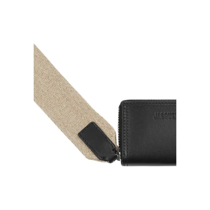 Jacquemus Leather And Linen Wallet Men's Black-3