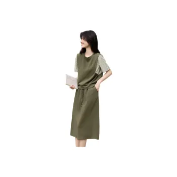 XWI Two Piece Skirt Sets Women's Gray Green Stripes