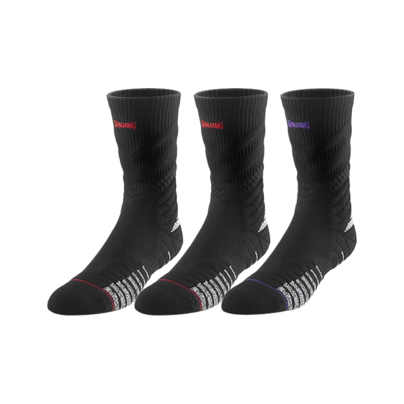 SPALDING Professional Basketball Socks Trendy Versatile Warm Elite Socks Comprehensive Training Unisex 3 Pack-4