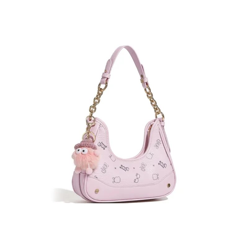 BOBDOG PU Shoulder Bag Women's Pink/Brown-5