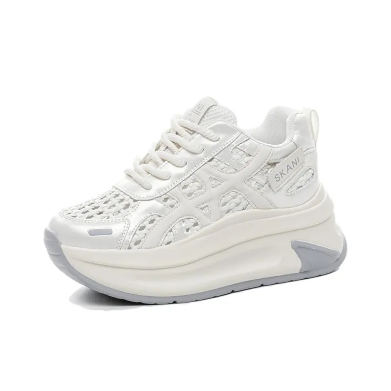 POOQ Breathable Height Increase Low Top Casual Shoes Women's-0