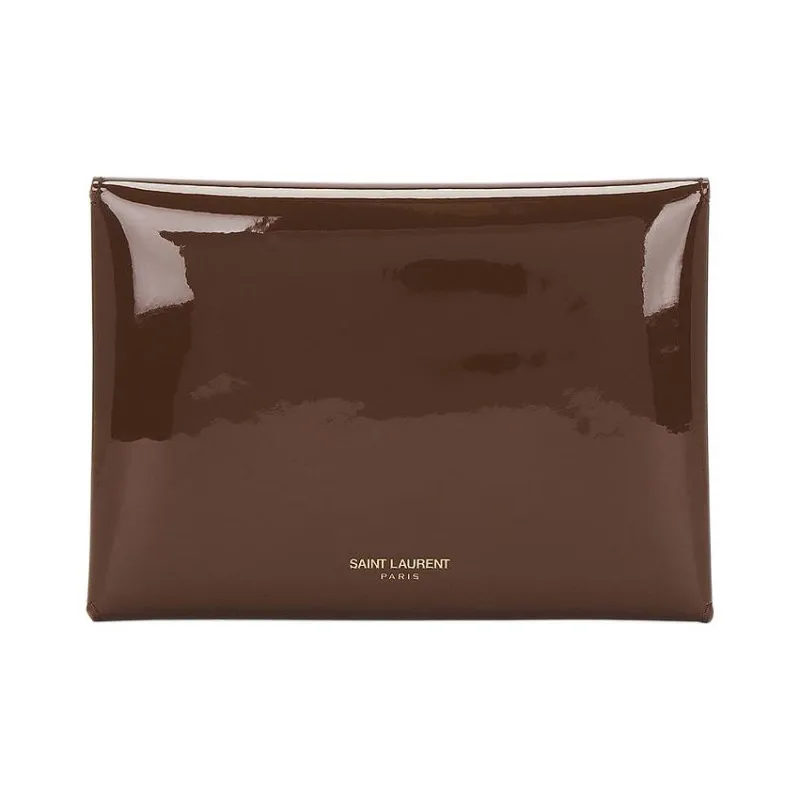 SAINT LAURENT Patent Leather Envelope Bag Passport Holder Women's Ox Blood Red-2