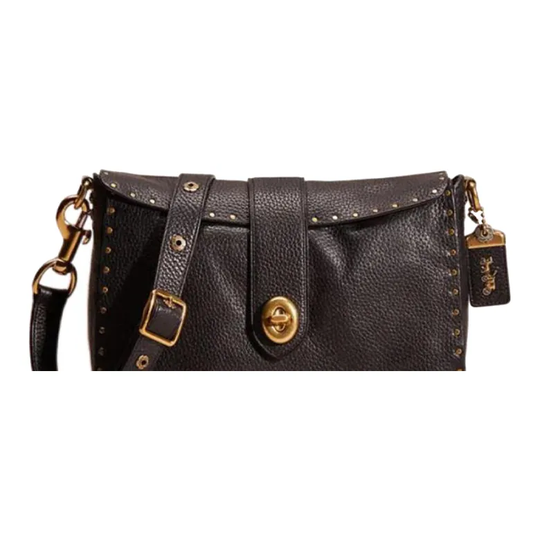 COACH Page Pebbled Leather Shoulder Bag, Crossbody Bag Tubas Women's Black-2