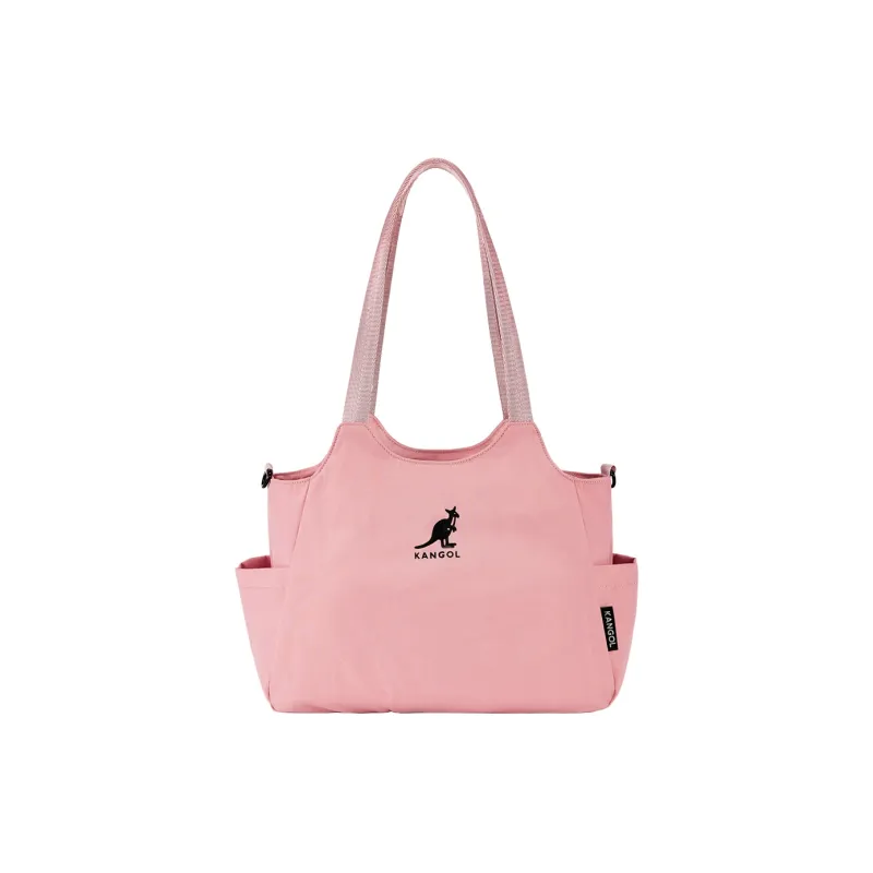 KANGOL Nylon Tote Bag, Shoulder Bag Medium Size Unisex Light Gray/Ivory White/Peach Pink/Black-8