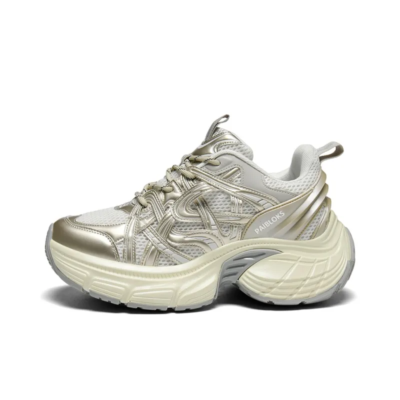 PAIBLOKS Abrasion Resistant Breathable Slip Resistant Low Top Chunky Sneakers Unisex-10