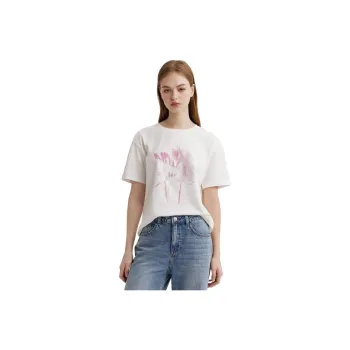 BLUELANDINC T Shirts Women's Ivory White/White