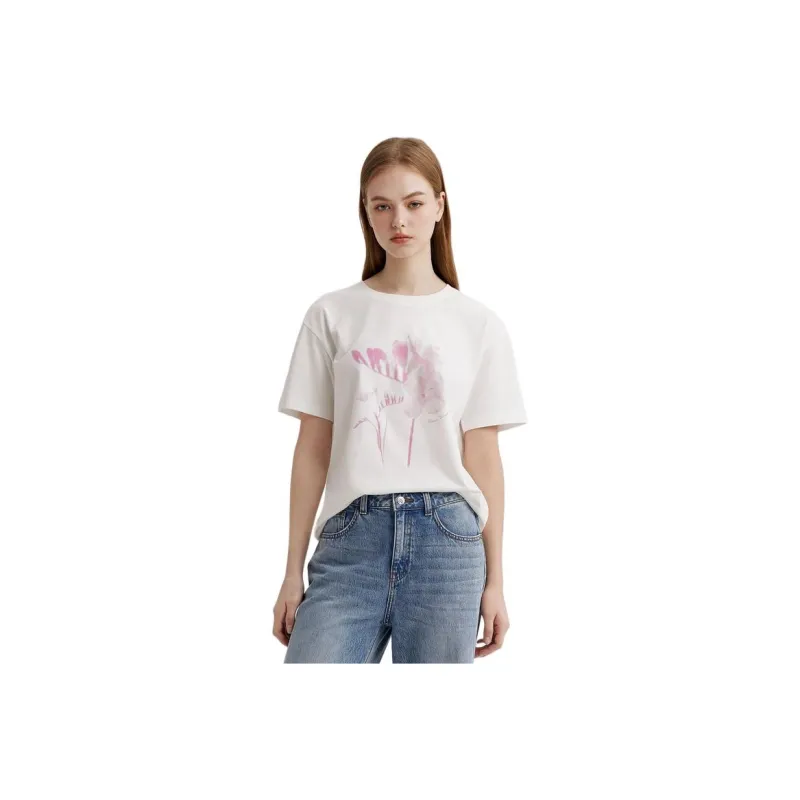 BLUELANDINC T Shirts Women's Ivory White/White-0