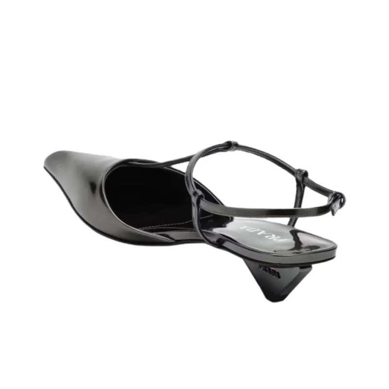PRADA Cone Heel High Heels Women's Coal Gray-2