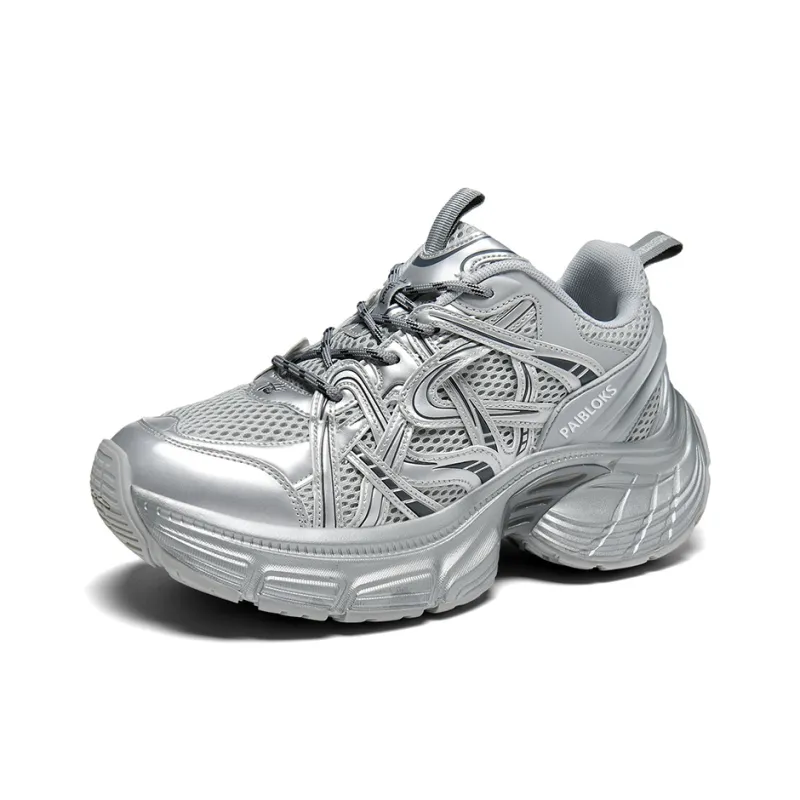 PAIBLOKS Abrasion Resistant Breathable Slip Resistant Low Top Chunky Sneakers Unisex-6