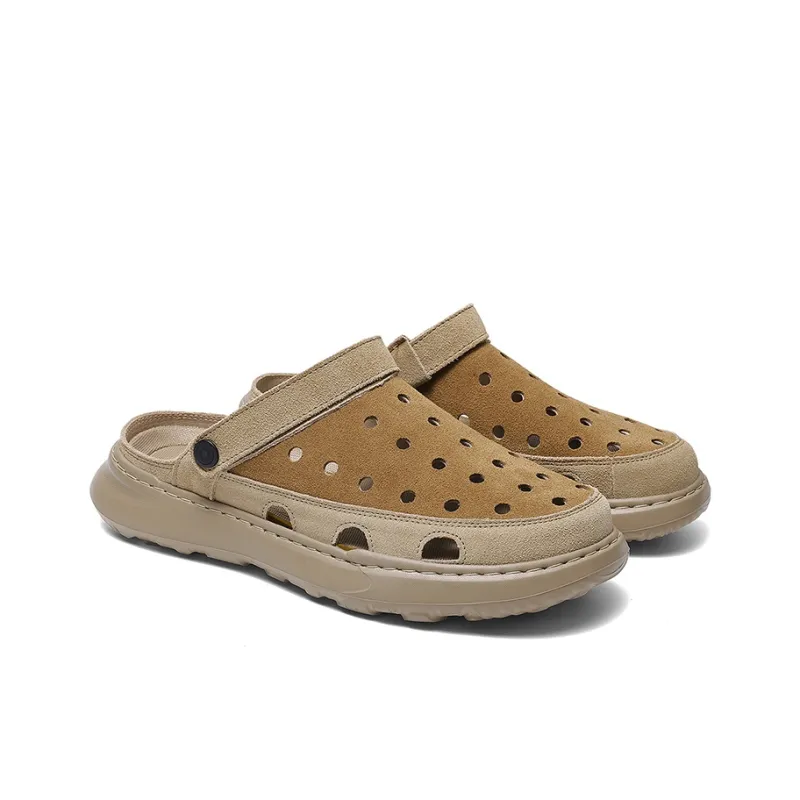 TEMPUR Rubber Sole Slip Resistant Closed Toe Slippers Men's Wheat Ear Brown-1